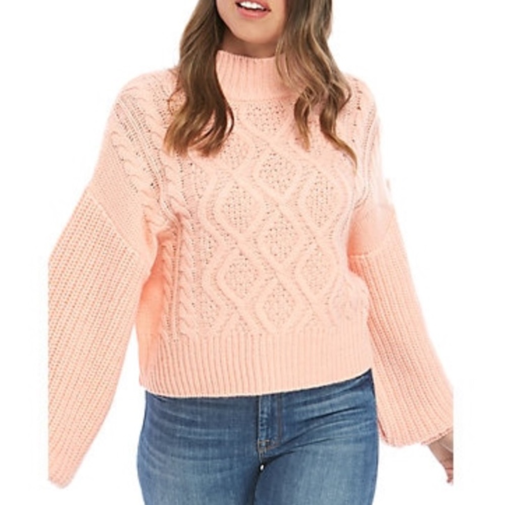 Kaari Blue Mixed Cable Sweater Peach XL